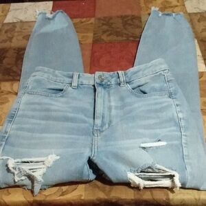 American Eagle 360 NE (X) T Level Stretch  Women's Light Blue Distressed Jeans